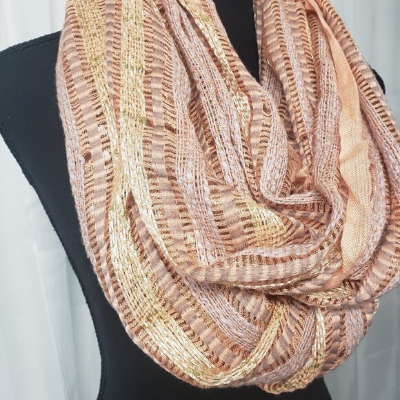Apt 9 Peach Copper Shimmery Bohemian Infinity Scarf - Picture 2 of 8